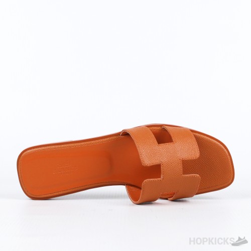 Hermes Oran Orange Sandal Mule Epson Leather (Premium Batch)