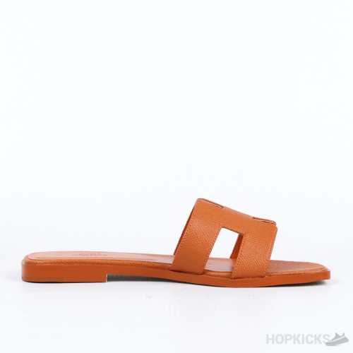 Hermes Oran Orange Sandal Mule Epson Leather (Premium Batch)