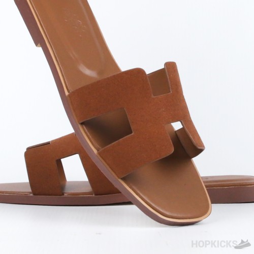 Hermes Oran Orange Suede Sandal Mule Epson Leather (Premium Batch)