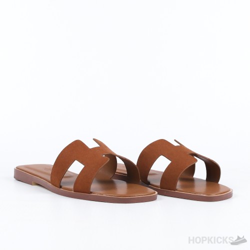 Hermes Oran Orange Suede Sandal Mule Epson Leather (Premium Batch)