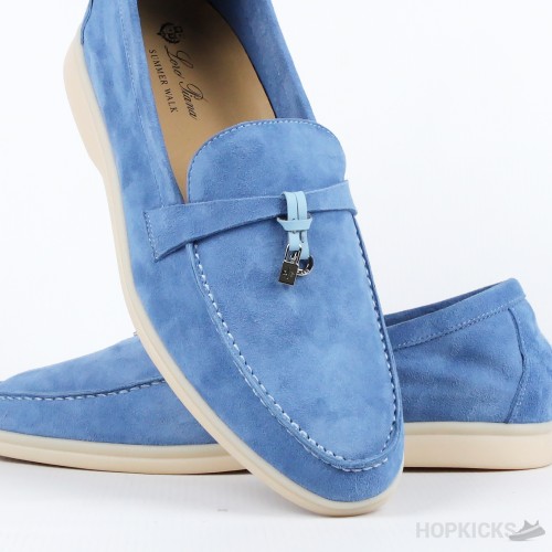 Loro Piana Blue 10mm Suede Loafers With Charms (Premium Batch)