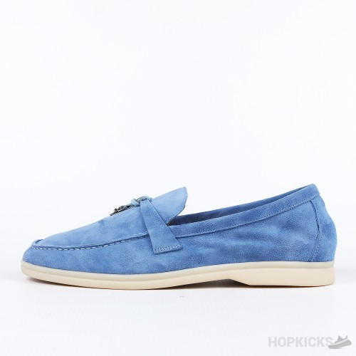 Loro Piana Blue 10mm Suede Loafers With Charms (Premium Batch)
