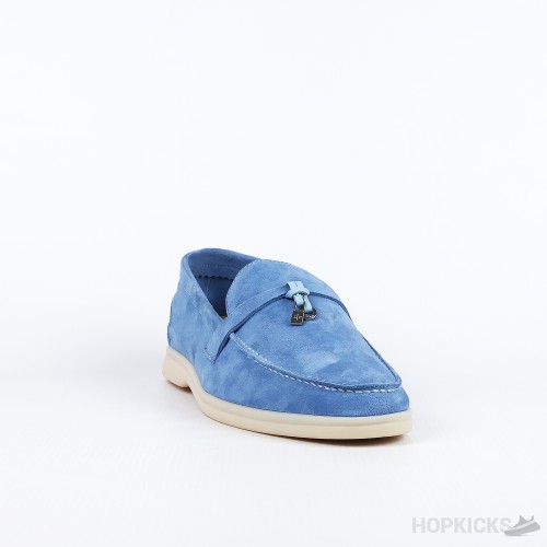 Loro Piana Blue 10mm Suede Loafers With Charms (Premium Batch)