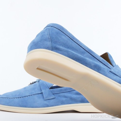 Loro Piana Blue 10mm Suede Loafers With Charms (Premium Batch)
