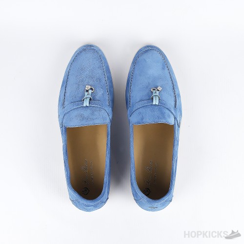 Loro Piana Blue 10mm Suede Loafers With Charms (Premium Batch)