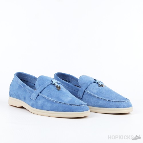 Loro Piana Blue 10mm Suede Loafers With Charms (Premium Batch)