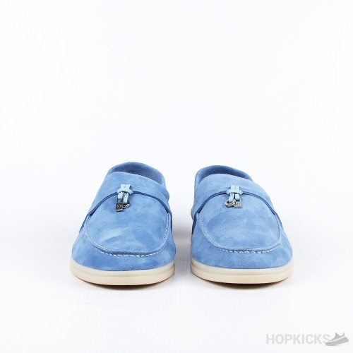 Loro Piana Blue 10mm Suede Loafers With Charms (Premium Batch)