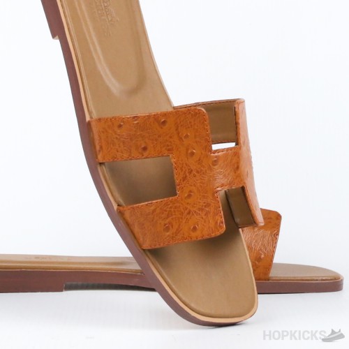 Hermes Pink Ostrich Leather Oran Sandals (Premium Batch)