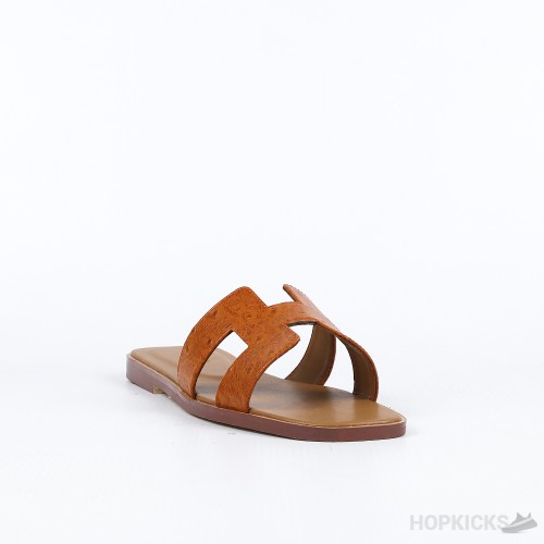 Hermes Pink Ostrich Leather Oran Sandals (Premium Batch)