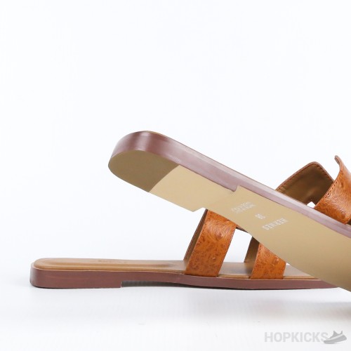 Hermes Pink Ostrich Leather Oran Sandals (Premium Batch)