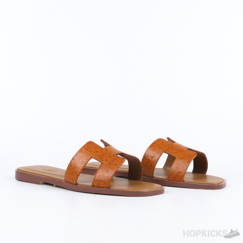 Hermes Pink Ostrich Leather Oran Sandals (Premium Batch)