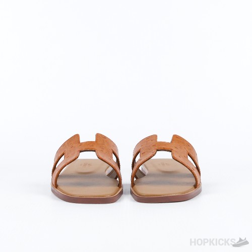 Hermes Pink Ostrich Leather Oran Sandals (Premium Batch)