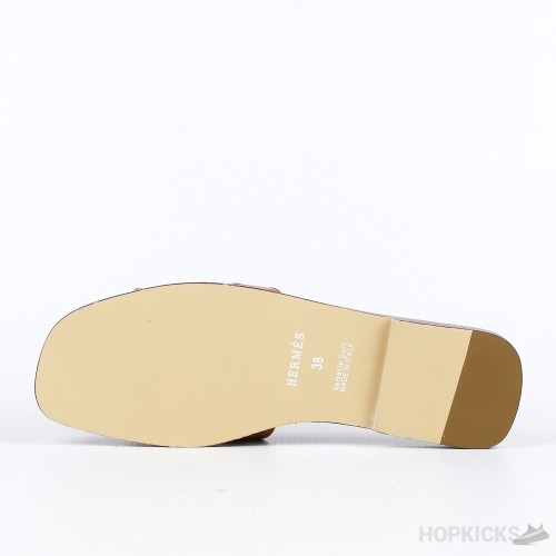 Hermes Pink Ostrich Leather Oran Sandals (Premium Batch)