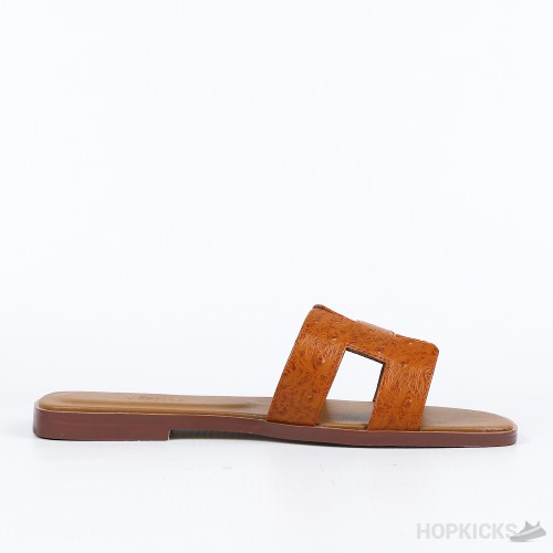 Hermes Pink Ostrich Leather Oran Sandals (Premium Batch)