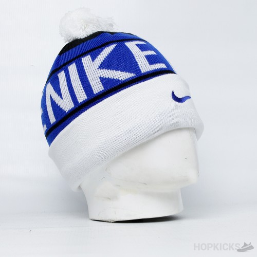 Nike Blue Black Pom Beanie