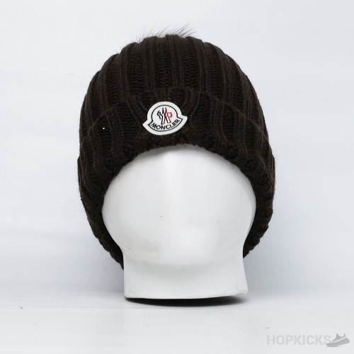 Moncler Brown Beanie With Pom Pom