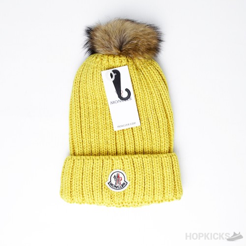 Moncler Yellow Beanie With Pom Pom