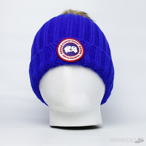 Canadian Blue Beanie With Pom Pom