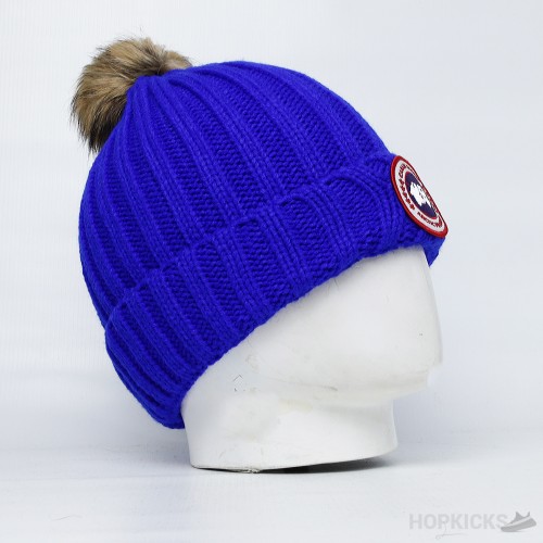 Canadian Blue Beanie With Pom Pom