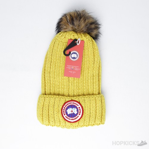 Canadian Yellow Beanie With Pom Pom