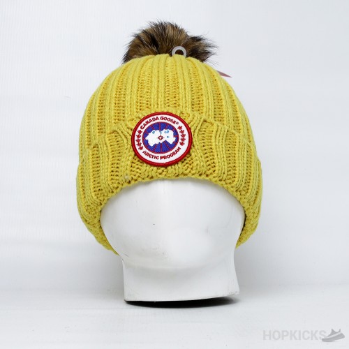 Canadian Yellow Beanie With Pom Pom