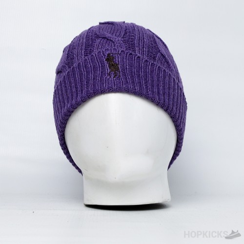 Polo Sport Cable Knit Striped Beanie 'Purple'