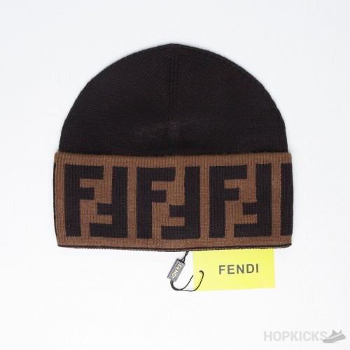 Fendi Beanie Brown Wool Hat