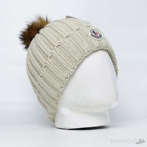 Moncler Beige Beanie With Pom Pom