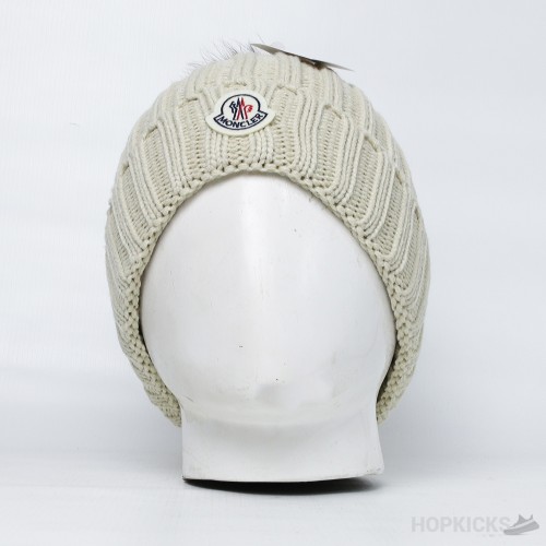 Moncler Beige Beanie With Pom Pom