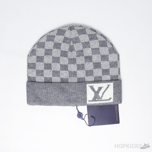 Luxurious Louis Vuitton Signature Beanie Grey White