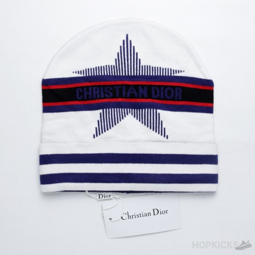 Christian Dior White Blue Beanie