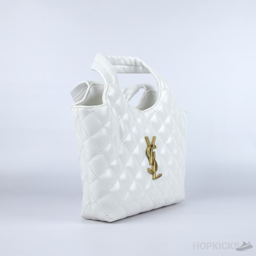 YSL White Tribute Patent Leather Tote [Economy Batch]