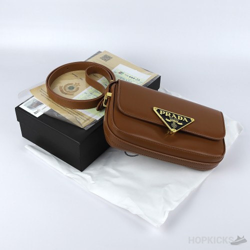 Prada Emblème Saffiano Brown Shoulder Bag [Economy Batch]