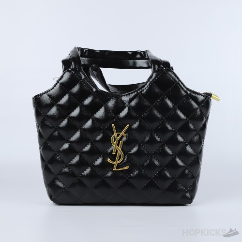 YSL Black Tribute Patent Leather Tote [Economy Batch]