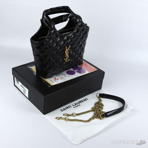 YSL Black Tribute Patent Leather Tote [Economy Batch]