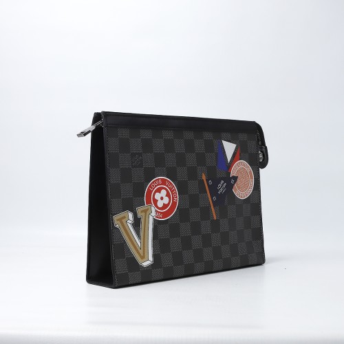 Louis Vuitton Women's Black Voyage Logo-Embellished Pouch In Leather (Dot Perfect)