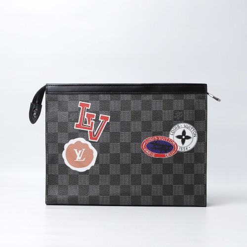Louis Vuitton Women's Black Voyage Logo-Embellished Pouch In Leather (Dot Perfect)