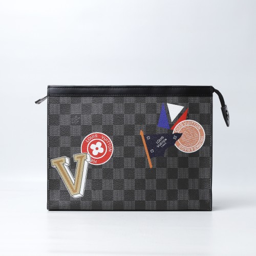 Louis Vuitton Women's Black Voyage Logo-Embellished Pouch In Leather (Dot Perfect)
