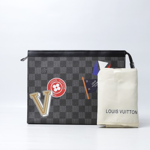 Louis Vuitton Women's Black Voyage Logo-Embellished Pouch In Leather (Dot Perfect)