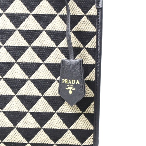 Prada Large Prada Symbole Embroidered Fabric Handbag (Dot Perfect)