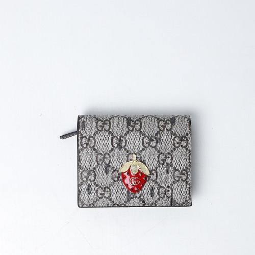 GG Supreme Monogram Double G Strawberry Card Case (Dot Perfect)