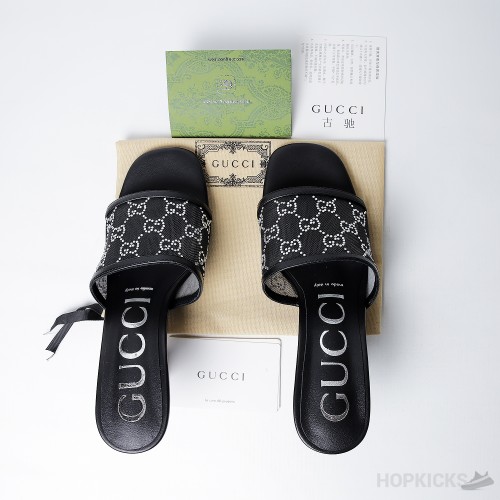 GG Mid-Heel Slide Sandal (Dot Perfect)