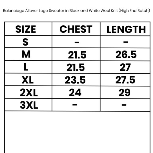 Balenciaga Allover Logo Sweater in Black and White Wool Knit (High End Batch)