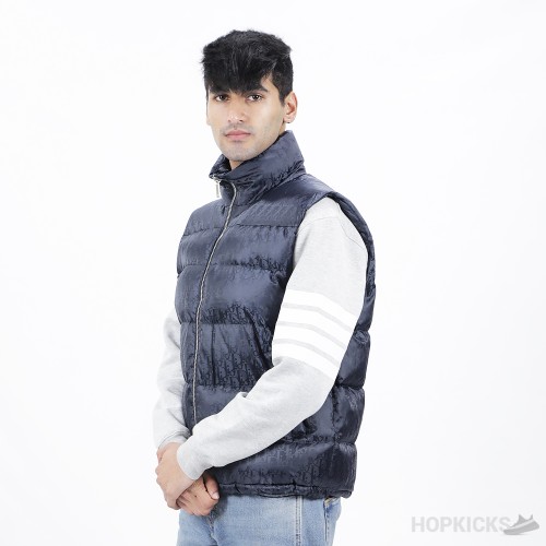 Dior Oblique Down Vest Navy Blue Technical Jacquard  (High-end Batch)