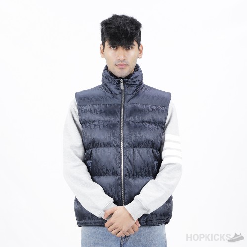 Dior Oblique Down Vest Navy Blue Technical Jacquard  (High-end Batch)