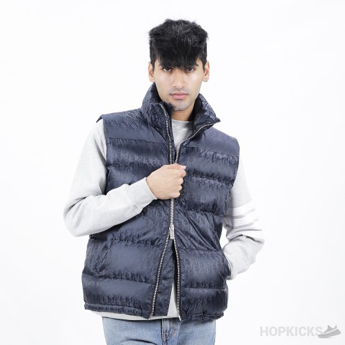 Dior Oblique Down Vest Navy Blue Technical Jacquard  (High-end Batch)