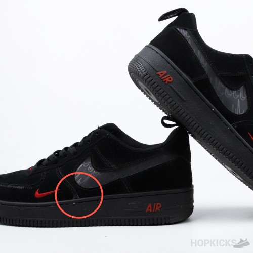 Air Force 1 Low Multi-Swoosh Black Orange (Dot Perfect) (Slight Stains)