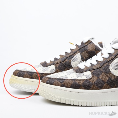 LV X Air Force 1 Low Monogram Brown Damier Azur (Premium Batch) (Sole Defected)