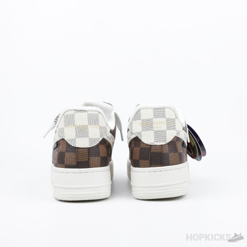 LV X Air Force 1 Low Monogram Brown Damier Azur (Premium Batch) (Sole Defected)