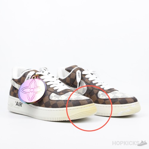 LV X Air Force 1 Low Monogram Brown Damier Azur (Premium Batch) (Sole Defected)